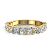 Demi-alliance 12 diamants naturels princesses 1.30 carat or jaune Lucia